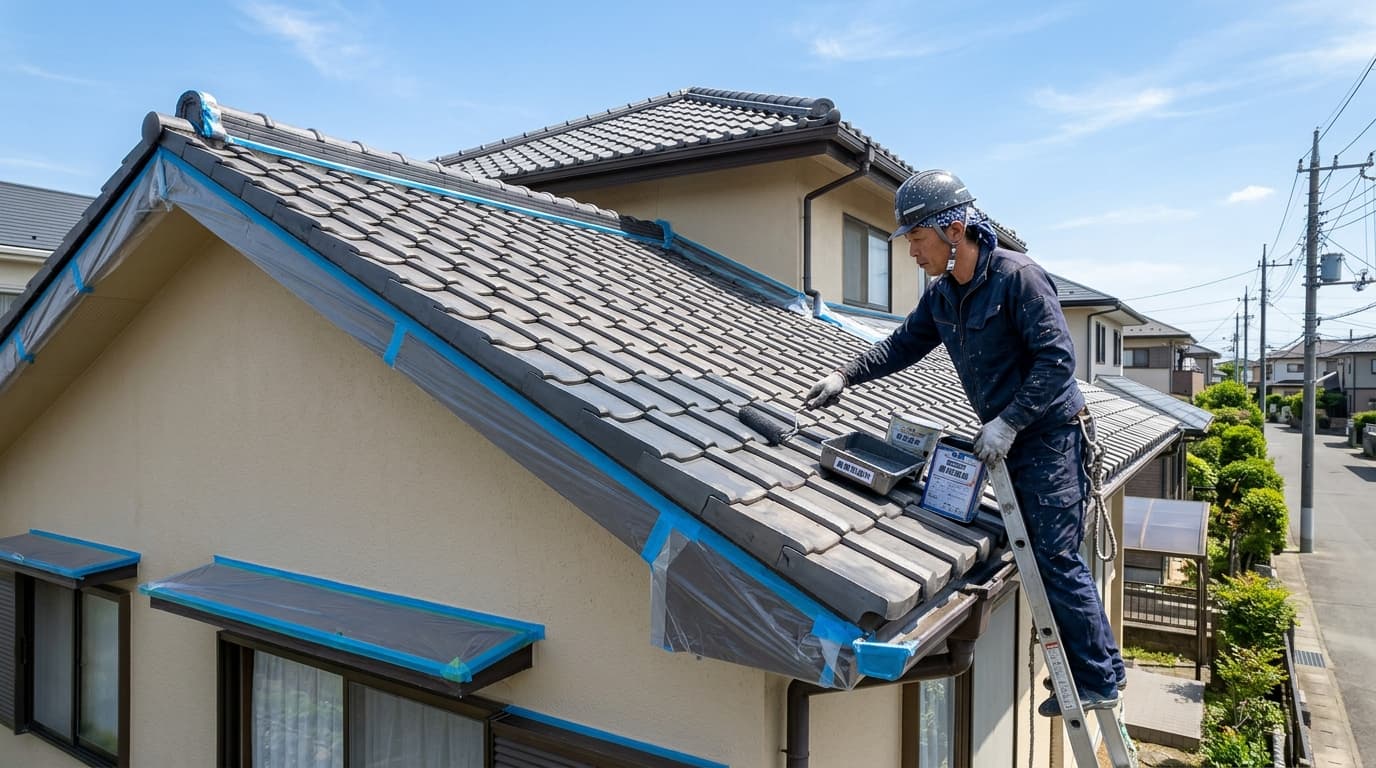 屋根塗装の養生のやり方｜マスキングテープとシートの使い分け